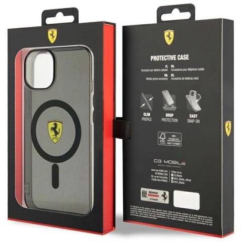 Etui Ferrari Translucent MagSafe na iPhone 14 Plus - czarne