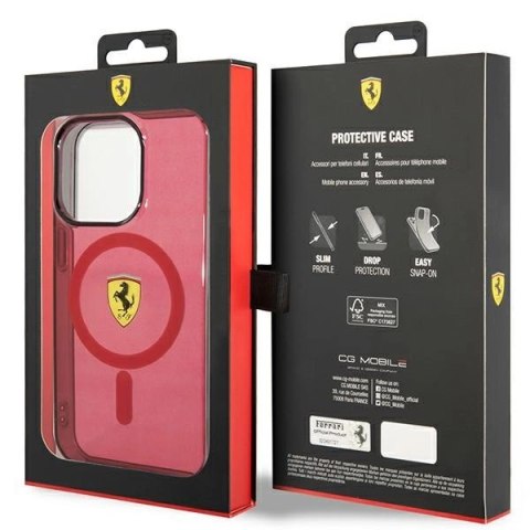 Etui Ferrari Translucent MagSafe na iPhone 14 Pro Max - czerwone Etui Ferrari Translucent MagSafe na iPhone 14 Pro Max - czerwone
