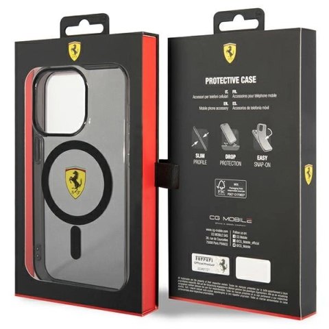 Etui Ferrari Translucent MagSafe na iPhone 14 Pro - czarne Etui Ferrari Translucent MagSafe na iPhone 14 Pro - czarne