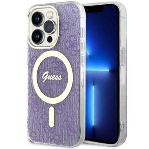 Etui Guess 4G MagSafe na iPhone 14 Pro - purpurowe