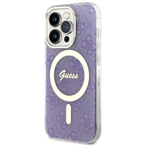 Etui Guess 4G MagSafe na iPhone 14 Pro - purpurowe