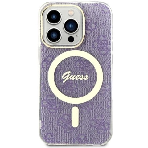 Etui Guess 4G MagSafe na iPhone 14 Pro - purpurowe