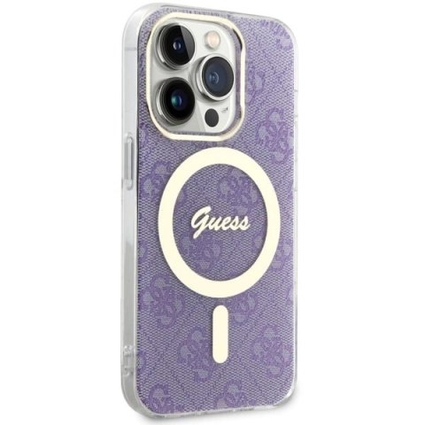 Etui Guess 4G MagSafe na iPhone 14 Pro - purpurowe