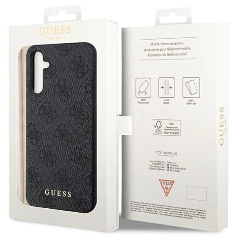 Etui Guess 4G Metal Gold Logo na Samsung Galaxy A14 - szare