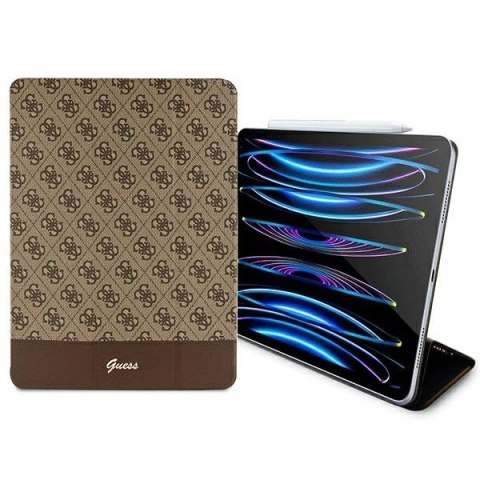 Etui Guess 4G Stripe Allover na iPad Pro 12.9" - brązowe