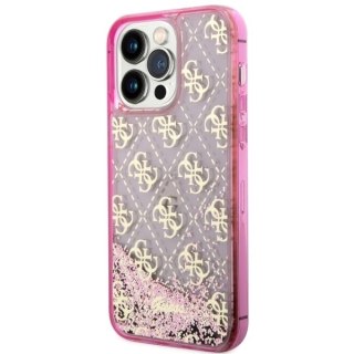 Etui Guess Liquid Glitter 4G Transculent na iPhone 14 Pro Max - różowe