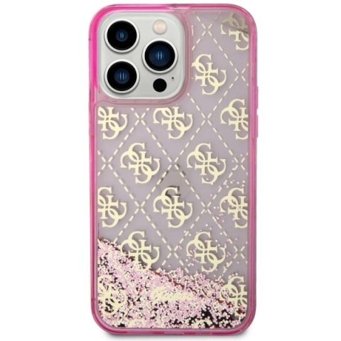 Etui Guess Liquid Glitter 4G Transculent na iPhone 14 Pro Max - różowe