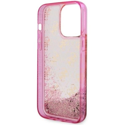 Etui Guess Liquid Glitter 4G Transculent na iPhone 14 Pro Max - różowe