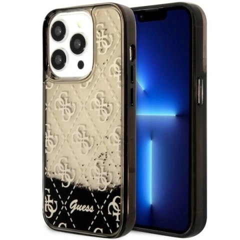 Etui Guess Liquid Glitter 4G Transculent na iPhone 14 Pro - czarne