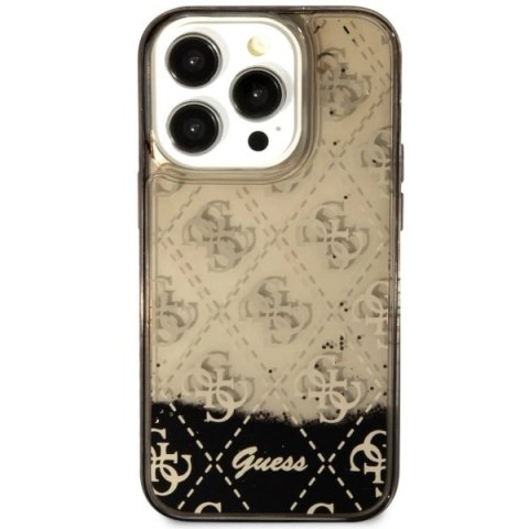 Etui Guess Liquid Glitter 4G Transculent na iPhone 14 Pro - czarne