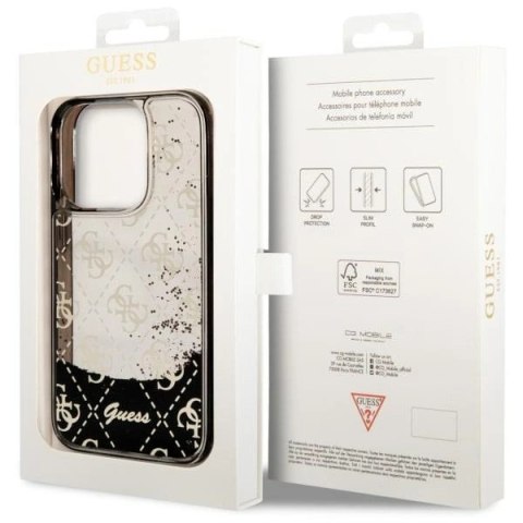 Etui Guess Liquid Glitter 4G Transculent na iPhone 14 Pro - czarne