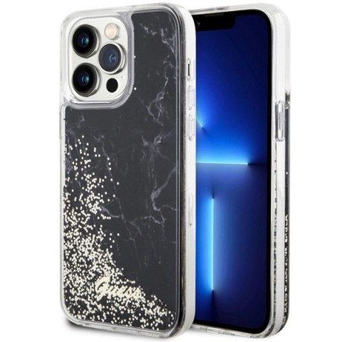 Etui Guess Liquid Glitter Marble na iPhone 14 Pro Max - czarne