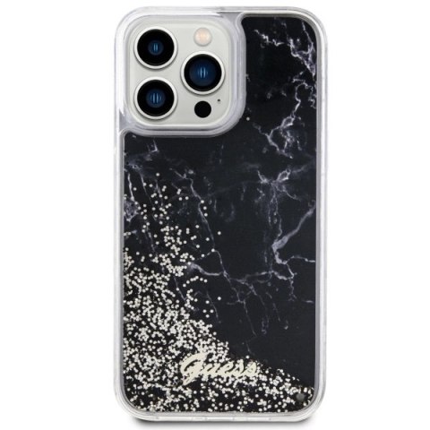 Etui Guess Liquid Glitter Marble na iPhone 14 Pro Max - czarne