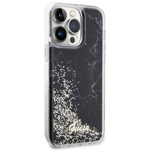 Etui Guess Liquid Glitter Marble na iPhone 14 Pro Max - czarne