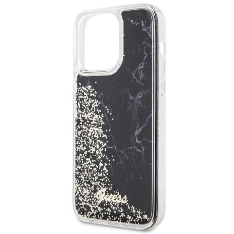 Etui Guess Liquid Glitter Marble na iPhone 14 Pro Max - czarne