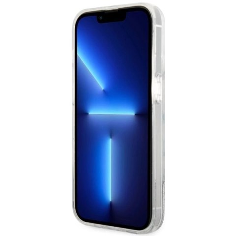 Etui Guess Liquid Glitter Marble na iPhone 14 Pro - białe