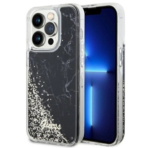 Etui Guess Liquid Glitter Marble na iPhone 14 Pro - czarne