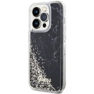 Etui Guess Liquid Glitter Marble na iPhone 14 Pro - czarne