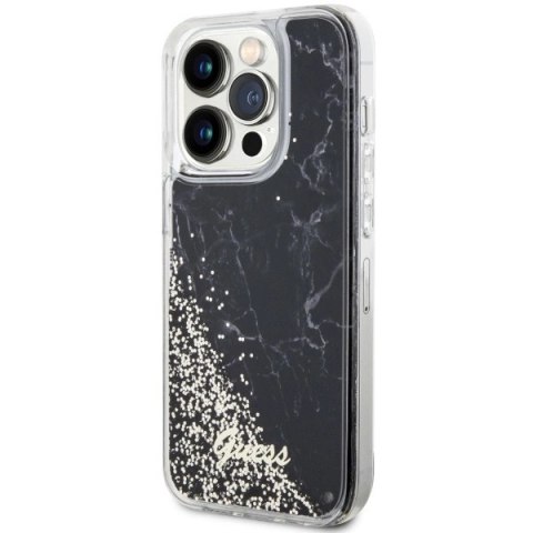 Etui Guess Liquid Glitter Marble na iPhone 14 Pro - czarne