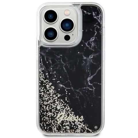 Etui Guess Liquid Glitter Marble na iPhone 14 Pro - czarne
