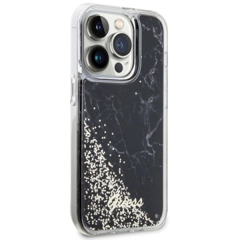 Etui Guess Liquid Glitter Marble na iPhone 14 Pro - czarne
