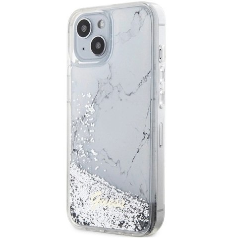 Etui Guess Liquid Glitter Marble na iPhone 14 - białe