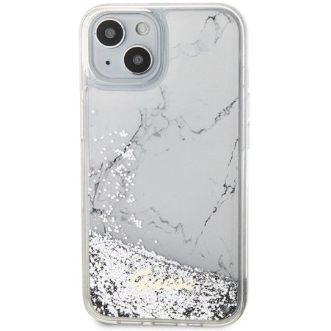 Etui Guess Liquid Glitter Marble na iPhone 14 - białe