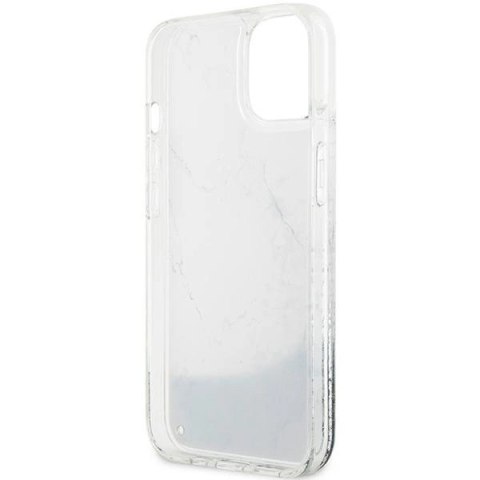 Etui Guess Liquid Glitter Marble na iPhone 14 - białe