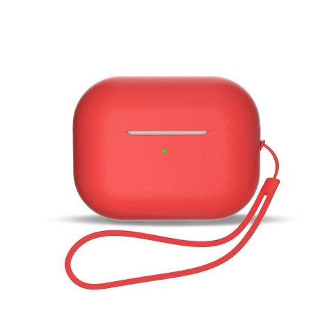 Silikonowe etui do AirPods 3 + pasek na nadgarstek smycz - czerwone Silikonowe etui do AirPods 3 + pasek na nadgarstek smycz - czerwone