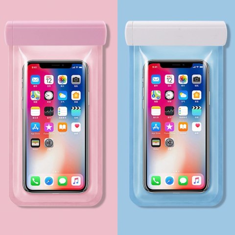Wodoodporne etui na telefon 115 mm x 220 mm torebka na basen plażę jasnoróżowe