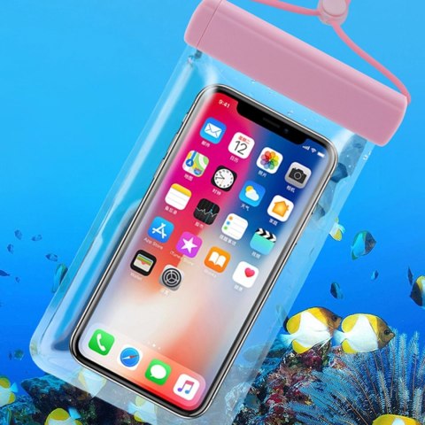Wodoodporne etui na telefon 115 mm x 220 mm torebka na basen plażę jasnoróżowe