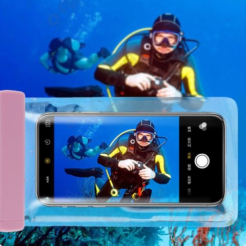 Wodoodporne etui na telefon 115 mm x 220 mm torebka na basen plażę jasnoróżowe
