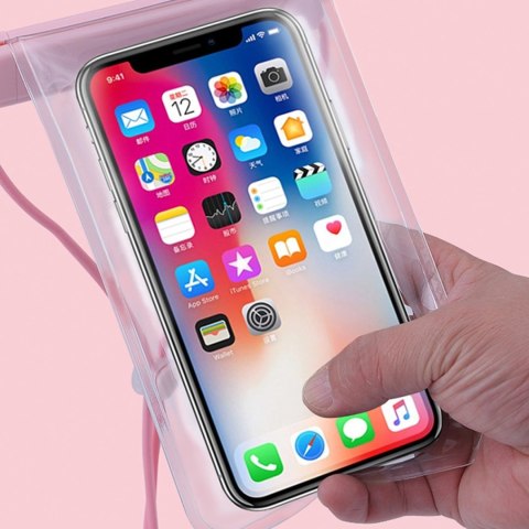 Wodoodporne etui na telefon 115 mm x 220 mm torebka na basen plażę jasnoróżowe