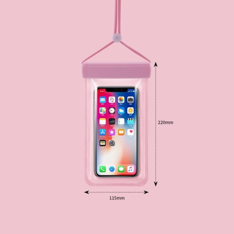 Wodoodporne etui na telefon 115 mm x 220 mm torebka na basen plażę jasnoróżowe