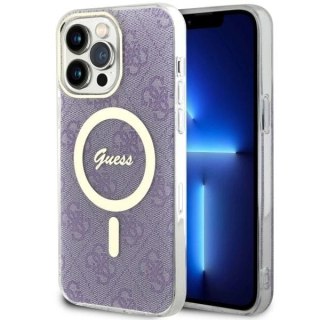 Etui Guess 4G MagSafe na iPhone 14 Pro Max - purpurowe