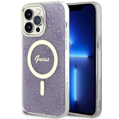 Etui Guess 4G MagSafe na iPhone 14 Pro Max - purpurowe