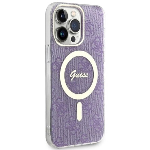Etui Guess 4G MagSafe na iPhone 14 Pro Max - purpurowe