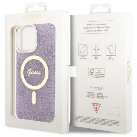 Etui Guess 4G MagSafe na iPhone 14 Pro Max - purpurowe