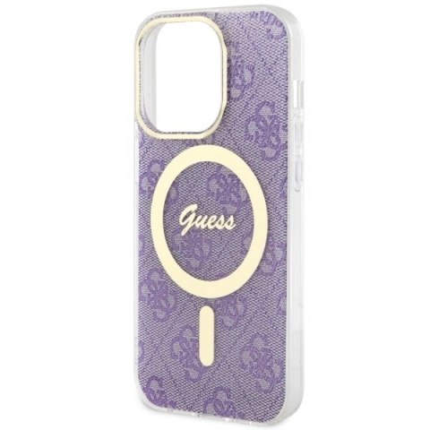 Etui Guess 4G MagSafe na iPhone 14 Pro - purpurowe