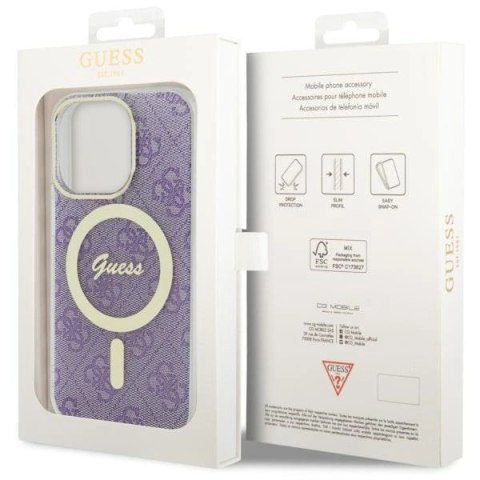 Etui Guess 4G MagSafe na iPhone 14 Pro - purpurowe