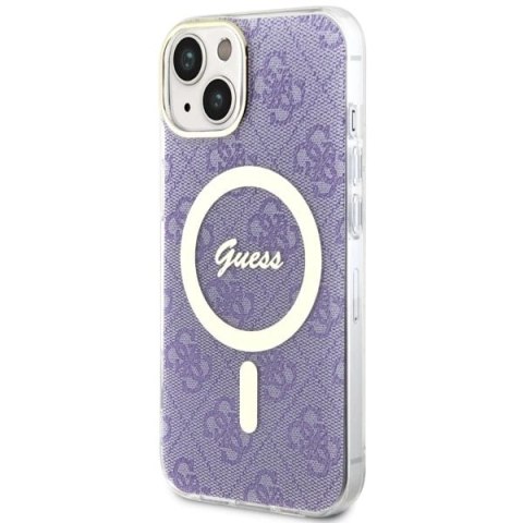 Etui Guess 4G MagSafe na iPhone 14 - purpurowe