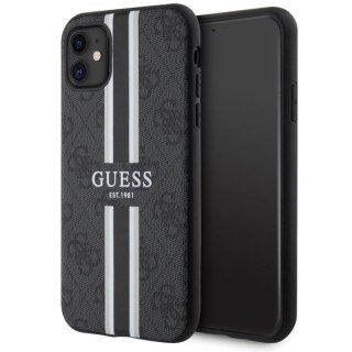 Etui Guess 4G Printed Stripes MagSafe na iPhone 11 / Xr - czarne