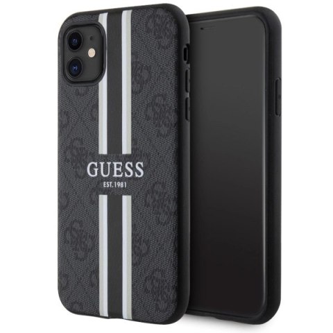 Etui Guess 4G Printed Stripes MagSafe na iPhone 11 / Xr - czarne