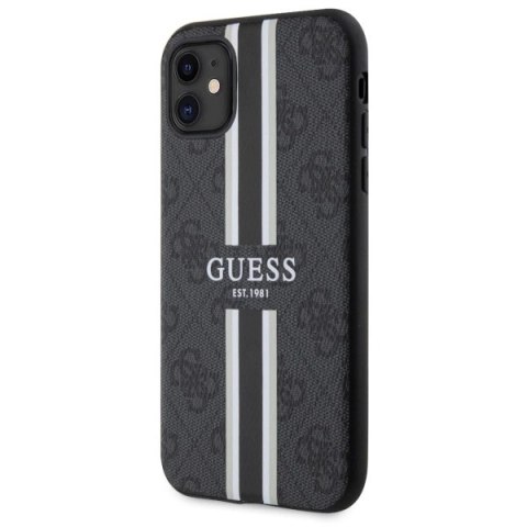 Etui Guess 4G Printed Stripes MagSafe na iPhone 11 / Xr - czarne