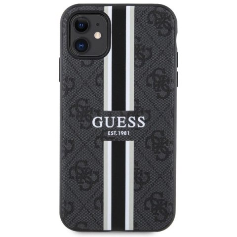 Etui Guess 4G Printed Stripes MagSafe na iPhone 11 / Xr - czarne