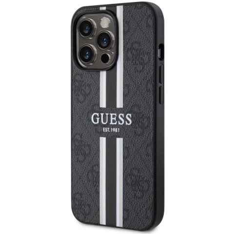 Etui Guess 4G Printed Stripes MagSafe na iPhone 13 Pro / iPhone 13 - czarne