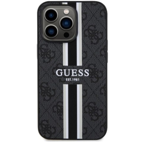 Etui Guess 4G Printed Stripes MagSafe na iPhone 13 Pro / iPhone 13 - czarne