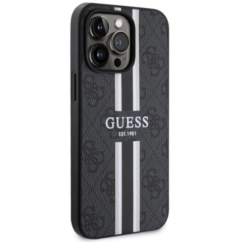 Etui Guess 4G Printed Stripes MagSafe na iPhone 13 Pro / iPhone 13 - czarne