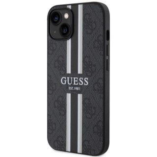 Etui Guess 4G Printed Stripes MagSafe na iPhone 14 Plus - czarne