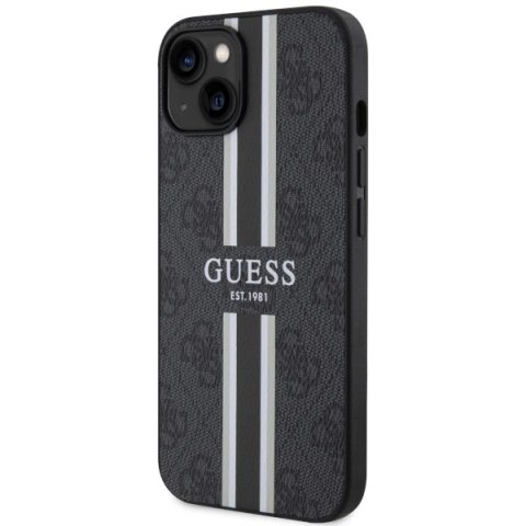 Etui Guess 4G Printed Stripes MagSafe na iPhone 14 Plus - czarne